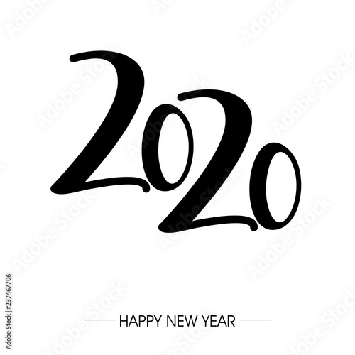napis zakrzywionym fontem 2020 na tle. Projekt znaku graficznego z napisem szczęśliwego nowego roku. Ilustracja wektorowa