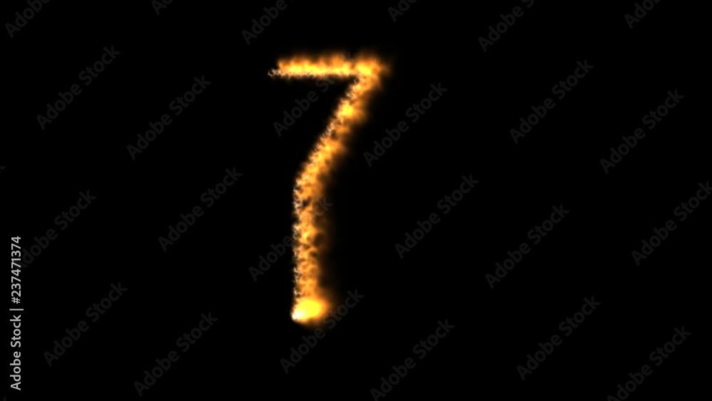 Animated Numbers Written With Fire - Seven - 7 Animated Numbers Written With Fire - Seven - 7