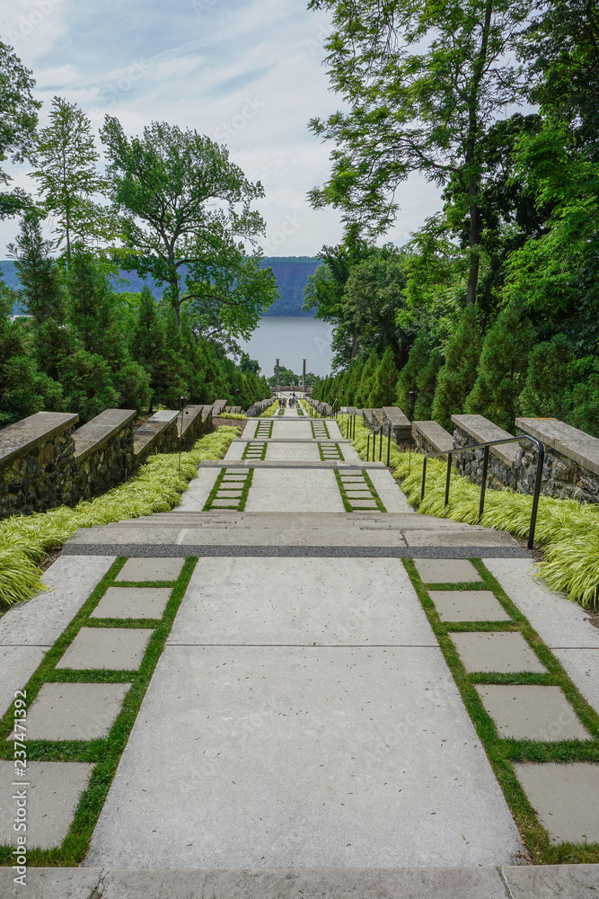 Yonkers, New York, USA: The Vista, a staircase leading from the Walled Garden to a view of the Hudson River, at Untermyer Park and Gardens. Yonkers, New York, USA: The Vista, a staircase leading from the Walled Garden to a view of the Hudson River, at Untermyer Park and Gardens.