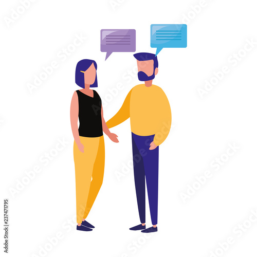 business man and woman talking dialogue