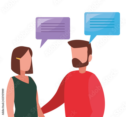 business man and woman talking dialogue