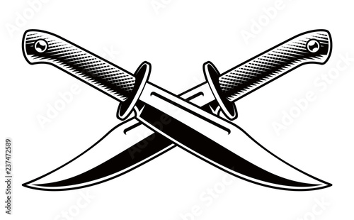 Vector illustration of crossed knives on white background