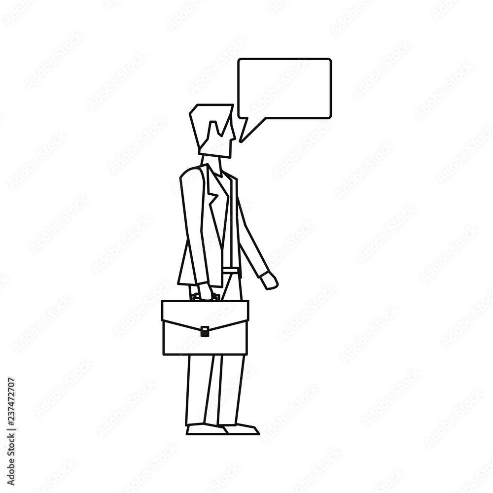 businessman with briefcase and speech bubbles businessman with briefcase and speech bubbles