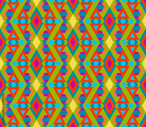 Abstract geometric seamless pattern with different shapes. Triangles  rhombuses  lines. Vector illustration. 