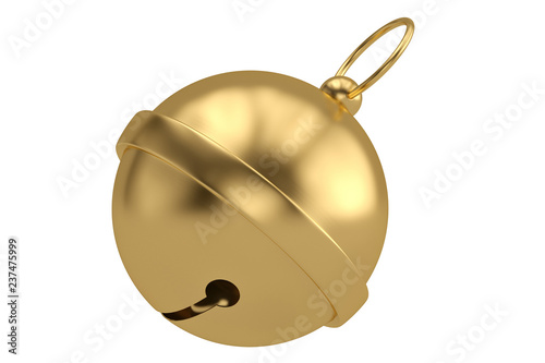 Gold jingle bell isolated on white background 3D illustration. photo