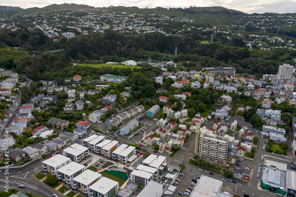 Aerial View, Te Aro renting neighborhood In Wellington NZ.