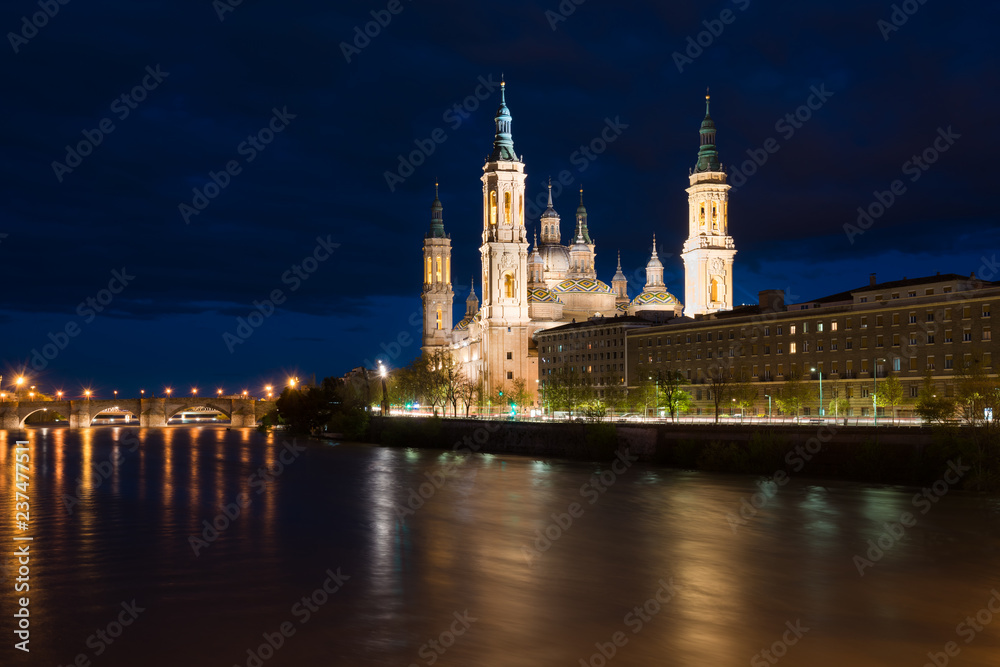 Cathedral Basilica of Our Lady of the Pillar, Zaragoza the capital city of of Aragon, Spain.