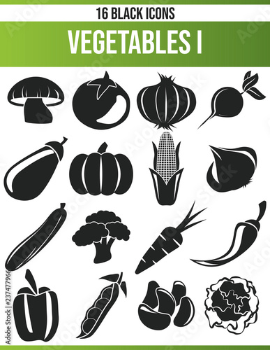 Black Icon Set Vegetables I
