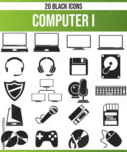 Black Icon Set Computer I