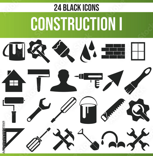 Black Icon Set Construction I
