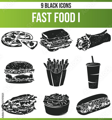 Black Icon Set Fast Food I