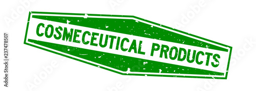 Grunge green cosmeceutical word rubber seal stamp on white background