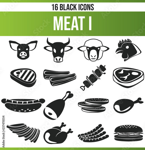 Black Icon Set Meat I
