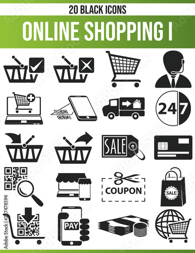 Black Icon Set Online Shopping I