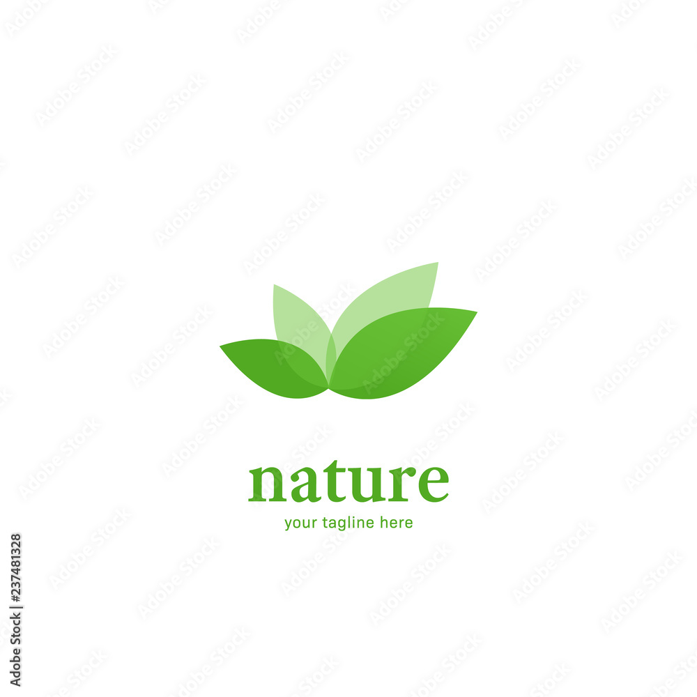 Abstract overlapping green leaf nature logo icon symbol modern style Abstract overlapping green leaf nature logo icon symbol modern style