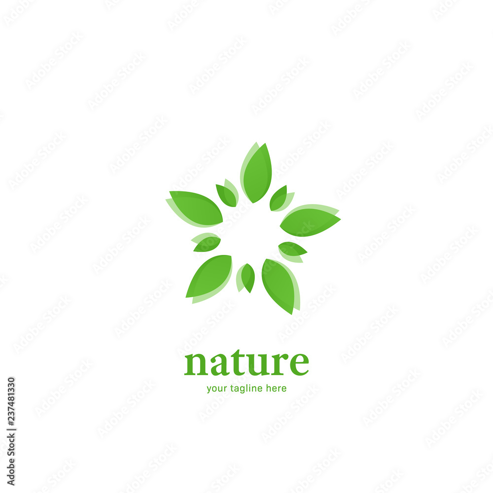 Abstract nature leaf logo icon overlapping effect style