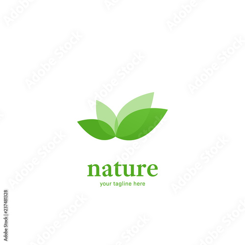 Abstract overlapping green leaf nature logo icon symbol modern style