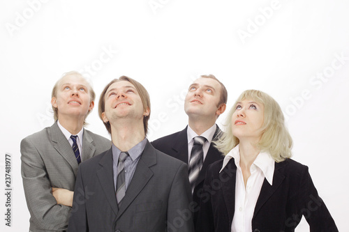 group of business people looking at copy space