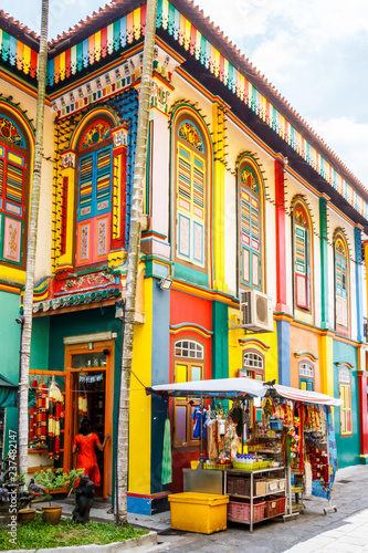 Colourful building in Little India, Singapore © Kevin Hellon