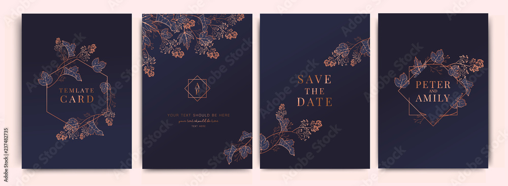 Wedding Invitation, floral invite thank you, rsvp modern card Design in Flower with leaf greenery branches decorative Vector elegant rustic template Wedding Invitation, floral invite thank you, rsvp modern card Design in Flower with leaf greenery branches decorative Vector elegant rustic template