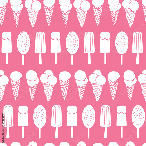 Pink ice cream stripes seamless pattern. Great for yummy summer dessert wallp...
