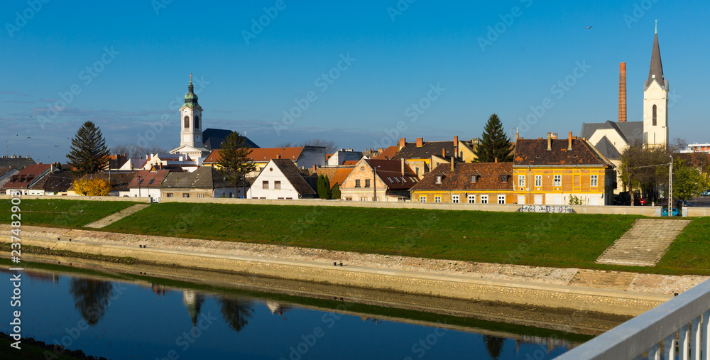 Naklejka premium View of Gyor with river Raba