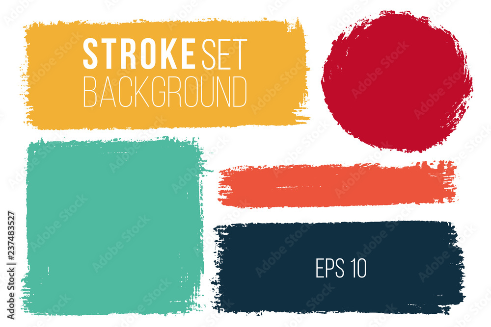 Vector set of hand drawn brush strokes and stains in various geometric ...