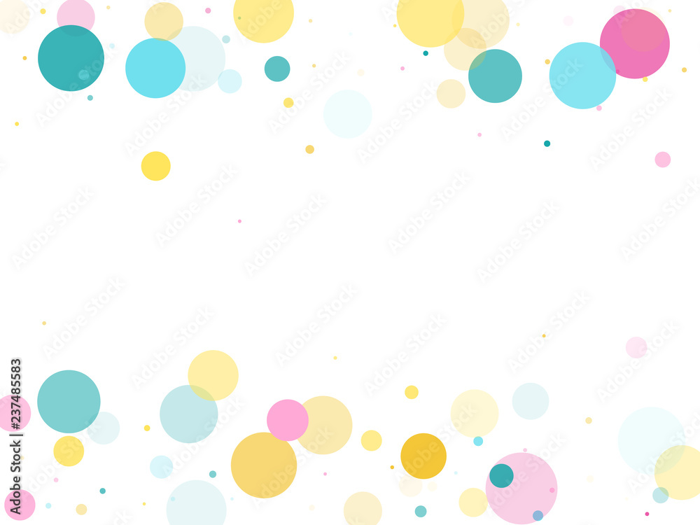 Memphis round confetti festive background in cyan blue, pink and yellow. Childish pattern vector. Memphis round confetti festive background in cyan blue, pink and yellow. Childish pattern vector.