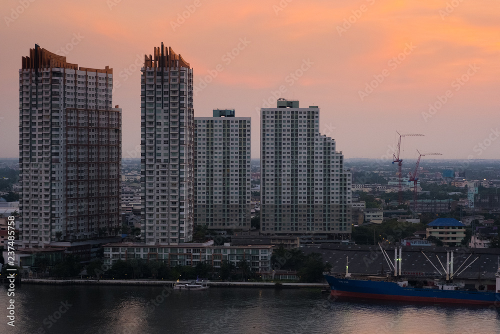 The view of city landscape in Bangkok Thailand
