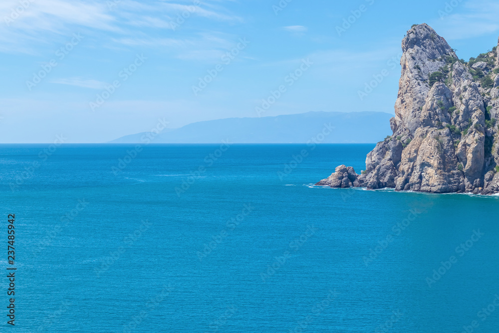 Beautiful landscape of the mountain and Cape Karaul-Oba in the Crimea, the concept of tourism and travel
