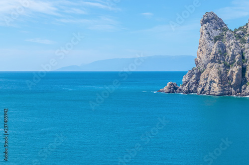 Beautiful landscape of the mountain and Cape Karaul-Oba in the Crimea  the concept of tourism and travel