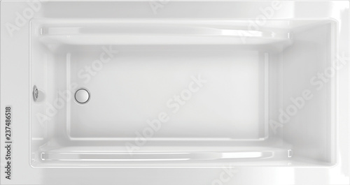 bath top view / bath overhead view, bath tub isolated on white background perfect for use for 2d colour floor plans and design projects