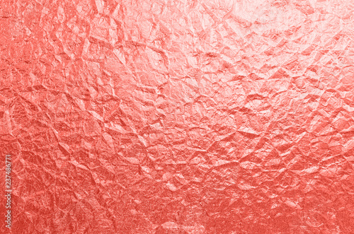 Living Coral - Color of the year 2019 Foil Crumpled Texture