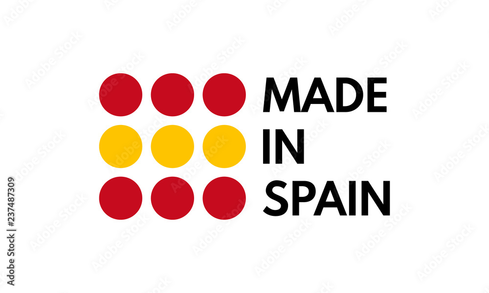 made in spain, spanish flag colors circles vector logo on white
