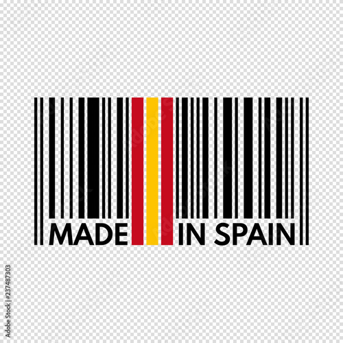 barcode made in spain, vector illustration on transparent background