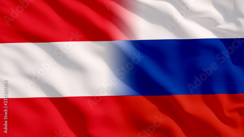Waving Russia and Austria Flags