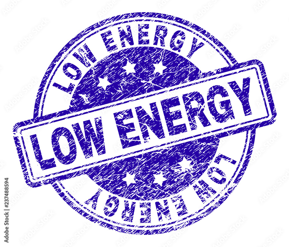 LOW ENERGY stamp seal imprint with distress texture. Designed with rounded rectangles and circles. Blue vector rubber print of LOW ENERGY tag with dust texture. LOW ENERGY stamp seal imprint with distress texture. Designed with rounded rectangles and circles. Blue vector rubber print of LOW ENERGY tag with dust texture.