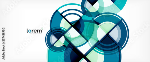 Circle abstract background, bright colorful round geometric shapes
