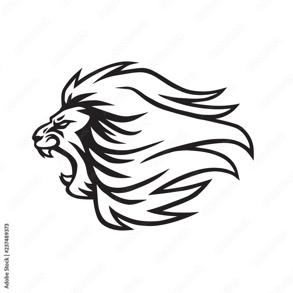 Angry Lion Roaring Logo Mascot Vector Icon
