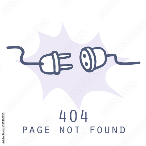 404 Page Not Found Error. Internet Connection Page Template. Doodle Vector Illustration