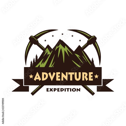 Mountain Climbing Adventure Logo Vector