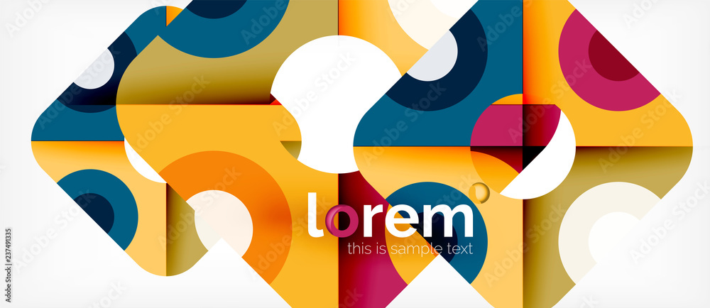 Fototapeta premium Geometric colorful shapes composition abstract background. Minimal dynamic design