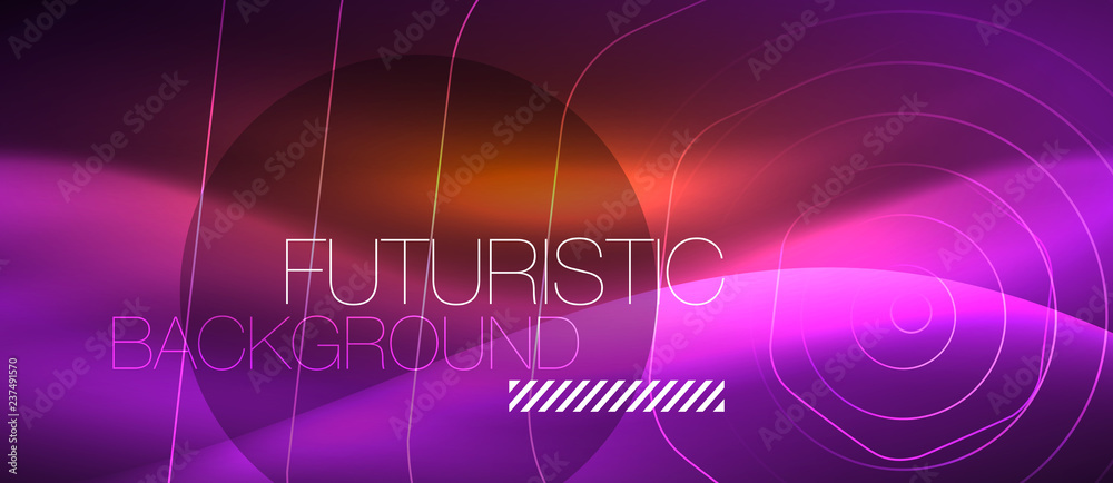 Neon glowing wave, magic energy and light motion background. Vector wallpaper template Neon glowing wave, magic energy and light motion background. Vector wallpaper template