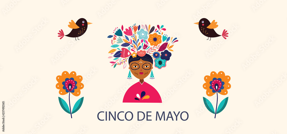 Fototapeta premium Vector illustration with Mexican holidayDia de Los Muertos