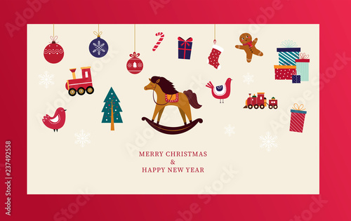 Greeting card with Christmas toys