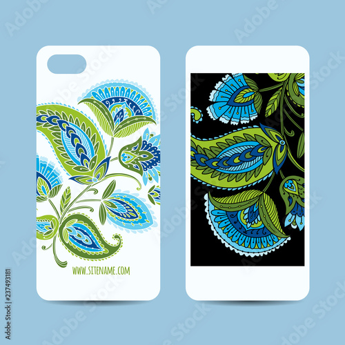 Mobile phone cover design, floral background
