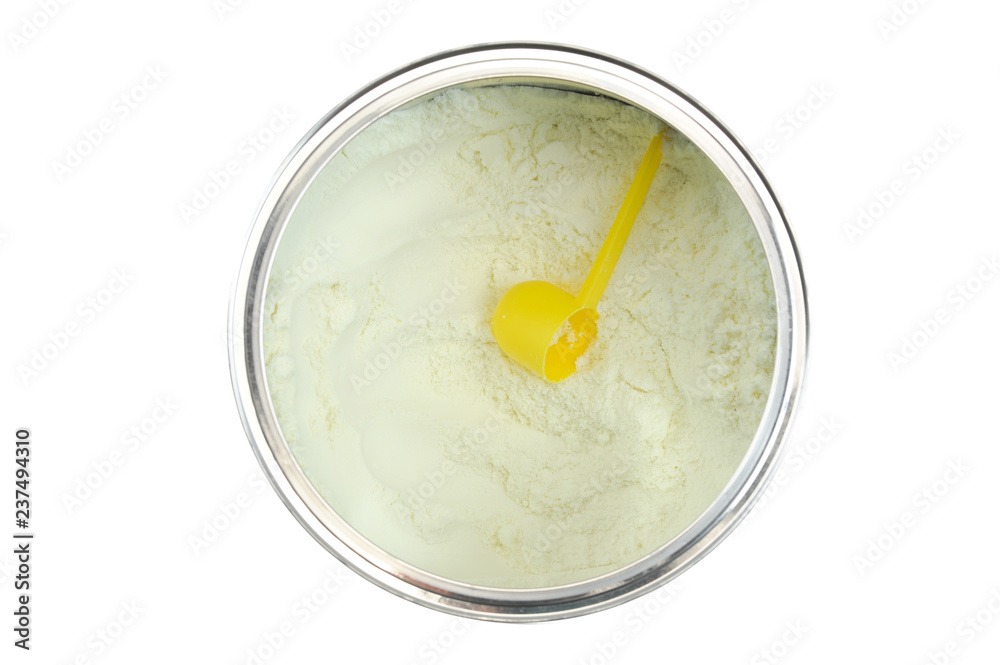 high angle view of baby formula in the can high angle view of baby formula in the can
