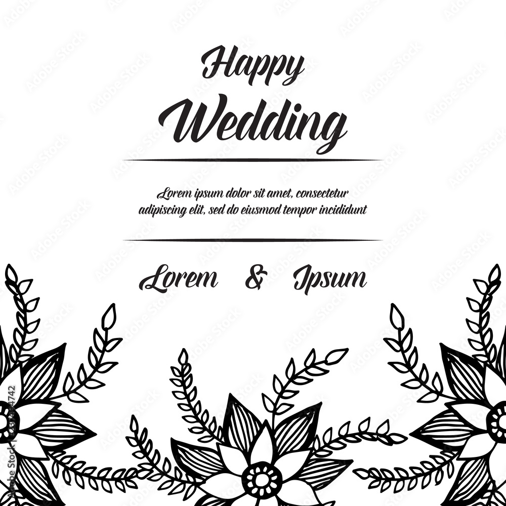 Obraz premium Floral borders for wedding hand draw vector illustration