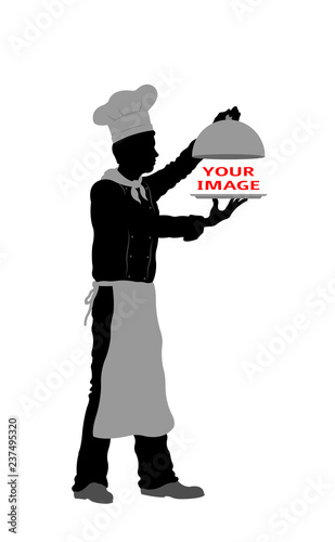 Serving dish with chef silhouette