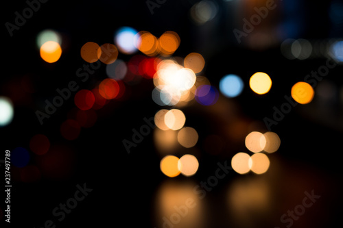 beautiful bokeh lighting in urban city